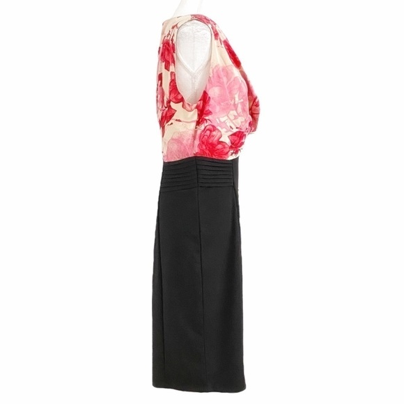TED BAKER DEGA BLACK PINK RED FLORAL COWL NECK SLEEVELESS SHEATH FORMAL DRESS - Picture 2 of 10